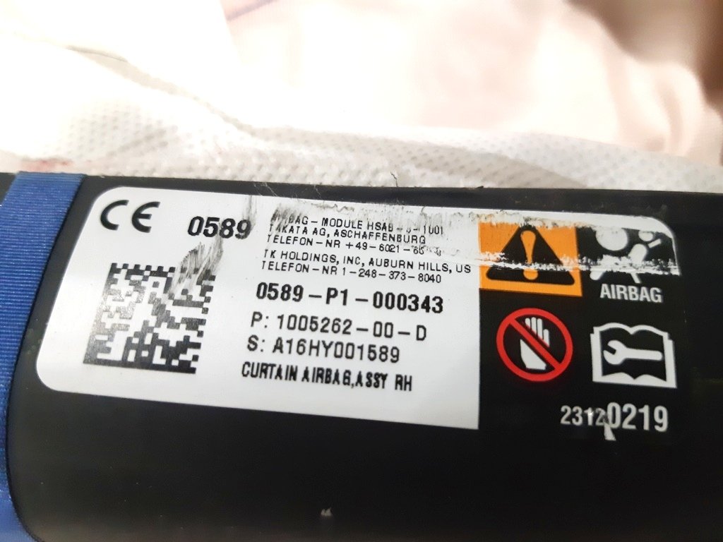 2 Seitenairbag rechts (Vorhang) (in Restaurierung) Tesla Model S, Model S REST 1005262-00-D
